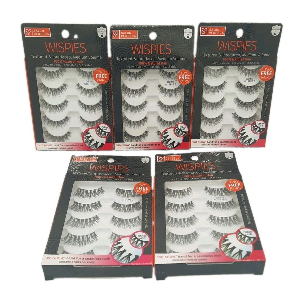 Lot of 5 Salon Perfect Demi Wispies Fake Lashes False Eyelashes Black NATURAL